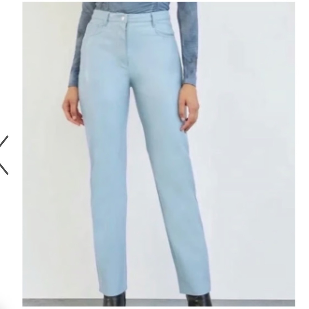 Wilfred Melina super high-rise straight-leg vegan leather pants light blue 8